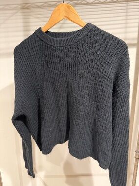 bp Charcoal Black Waffle-Knit Crewneck Sweater